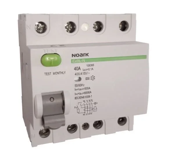 108366 residual current circuit breakers noark ex9l-n 4p 40a a 100ma