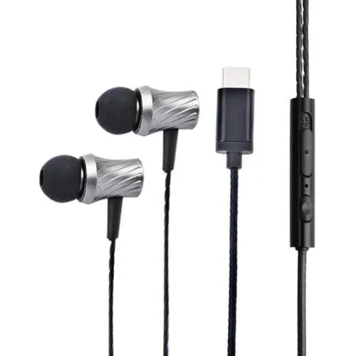 2 Pcs Auricular Cableado Ts1812 Tipo C Plug In-Ear Digital con Micrófono (Negro)