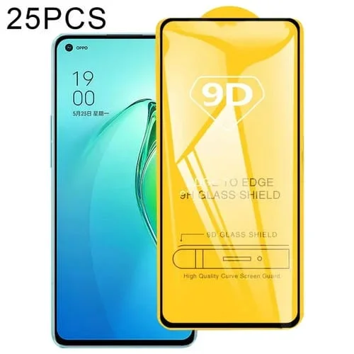 25 PCs 9D Pantalla de Pegamento Completo Película de Vidrio Templado para Oppo Reno8 Pro