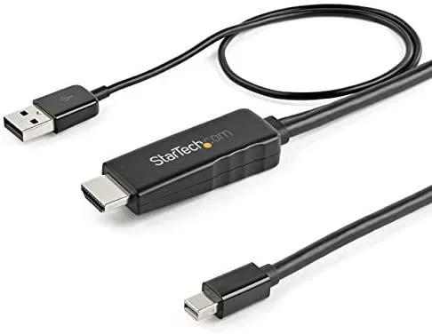 2m – cable hdmi a mini displayport – 4k 30 – alimentado por usb – mac y windows – cable adaptador activo de video (hd2mdpmm2m),3 años