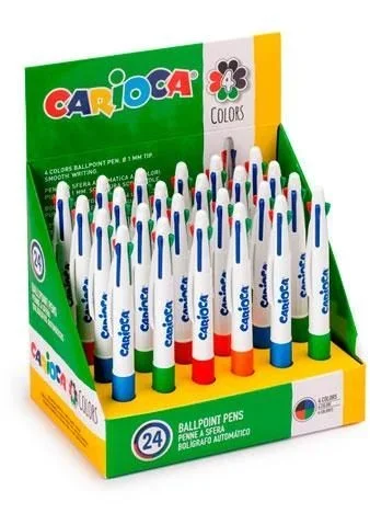 5 paquetes Bolígrafo con mecanismo de clic con 4 colores, negro, azul, verde y rojo, paquete de 5 unidades
