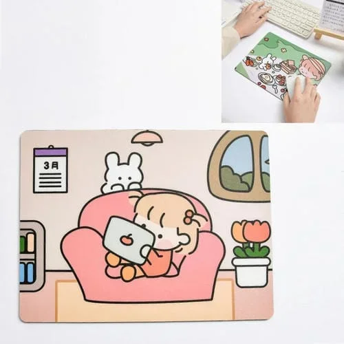 5 Pcs Mouse Pad Creativo Cartoon Conejo Niña para Laptop Estudiante (Sofá)