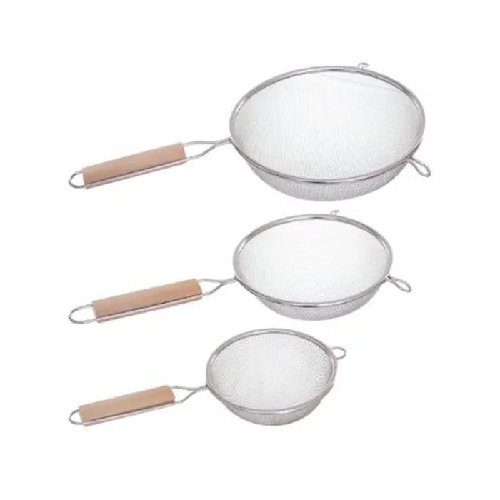 5five – 3 coladores de acero inoxidable con asas de madera