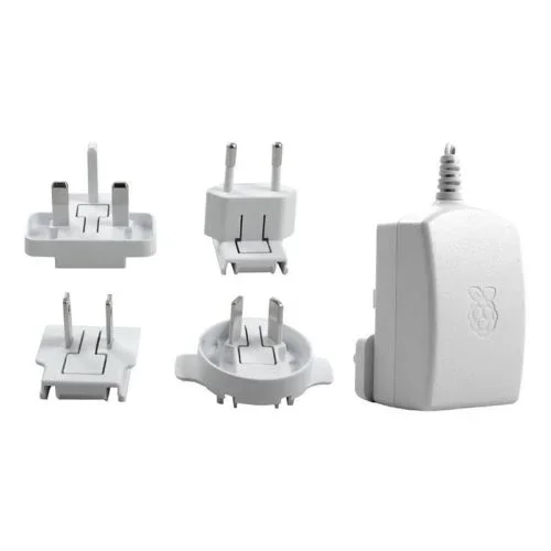 Accessoire pour boîtier – Raspberry Pi 3 Power Supply 5.1V 2.5A Blanc – Adaptateur secteur 5.1 V 2.5 A Avec fiches internationales pour Raspberry Pi 3