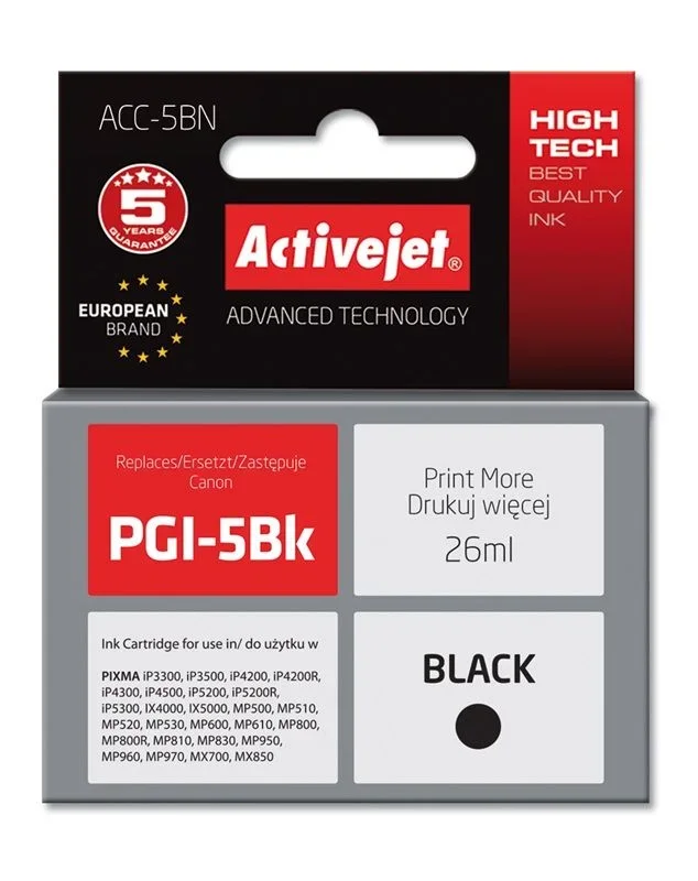 Activejet ACC-5BN cartucho de tinta 1 pieza(s) Compatible Alto rendimiento (XL) Negro