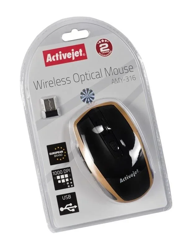 Activejet AMY-316 ratón Ambidextro RF inalámbrico Óptico 1600 DPI