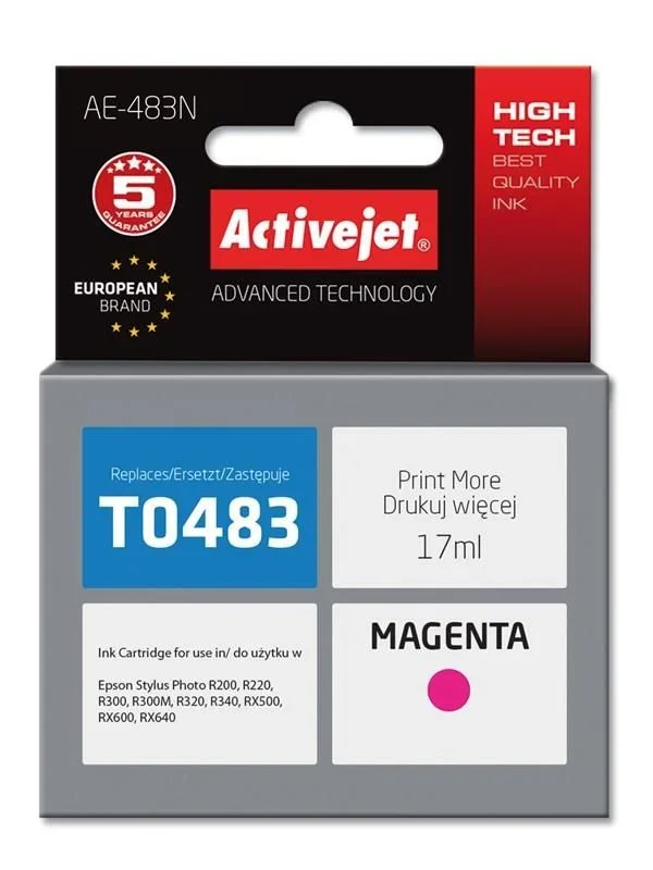 Activejet Tinta AE-483N (reemplazo Epson T0483; Supreme; 17 ml; rojo)