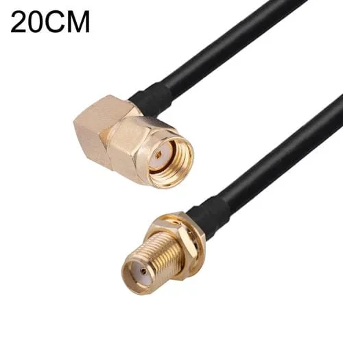 Adaptador Coaxial RF RG174 Codo Macho PR-SMA a Hembra SMA Cable 20 cm