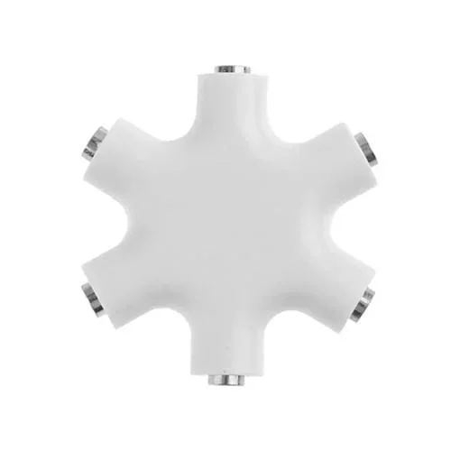 Adaptador de Audio 6 en 1 3.5mm Jack Multi Port Hub Aux Auriculares Convertidor Divisores (Blanco)