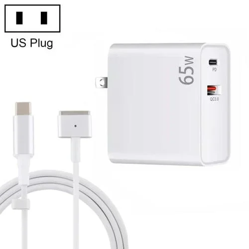 Adaptador de carga portátil + Cable USB-C a Magsafe 65W (Blanco)