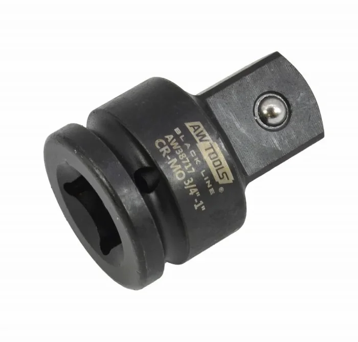 Adaptador de impacto, Awtools, modelo Black Line 3/4″ a 1″, ideal para ampliar el tamaño de conexión en herramientas de impacto, alta resistencia, uso profesional e industrial