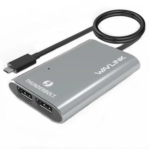Adaptador de Vídeo Wavlink Uta21D Thunderbolt 3 Tipo C a Displayport Dual 4K/5K/8K