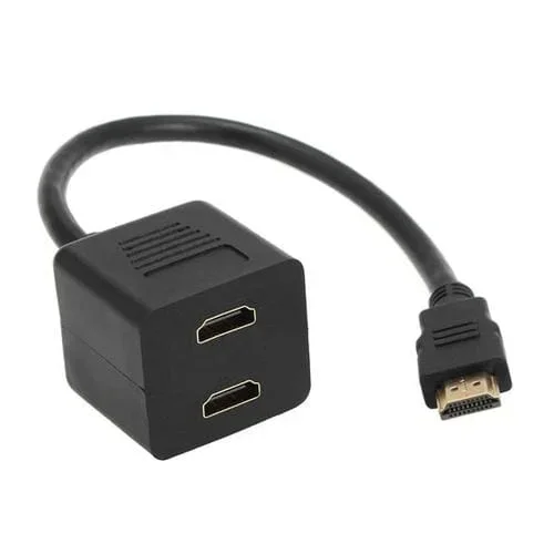 Adaptador Divisor HDMI 30 cm con 2 Conectores Chapado en Oro (Negro)