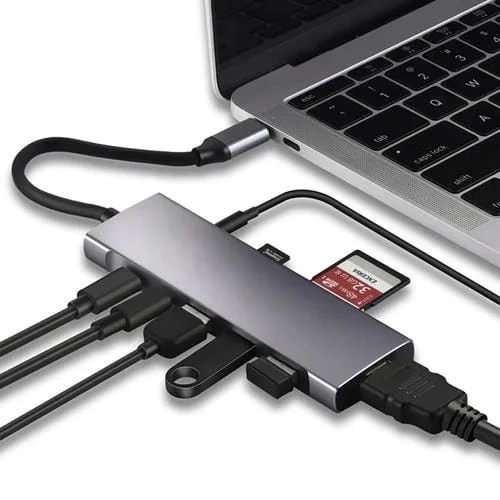 Adaptador Hub 9 en 1 USB Tipo C a HDMI USB 3.0×3 Tipo-C PD SD TF Audio