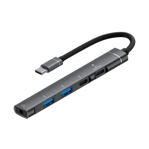 Adaptador Hub Multifunción USB-C Tipo-C 5 en 1 (Gris)