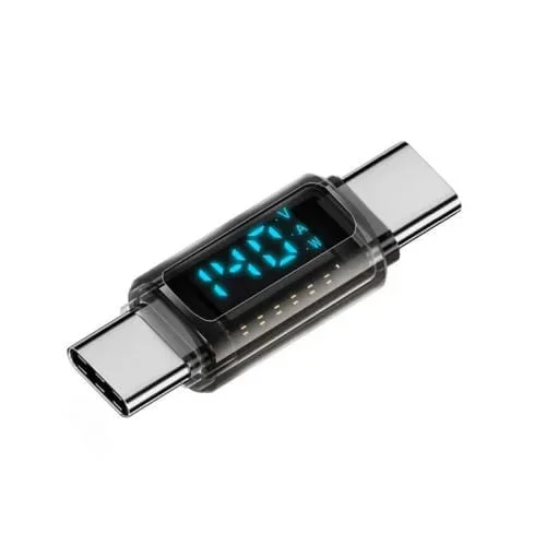 Adaptador Pantalla Digital PD140W Transmisión Datos 40 Gbps Tipo C macho a Tipo C macho (Negro Transparente)