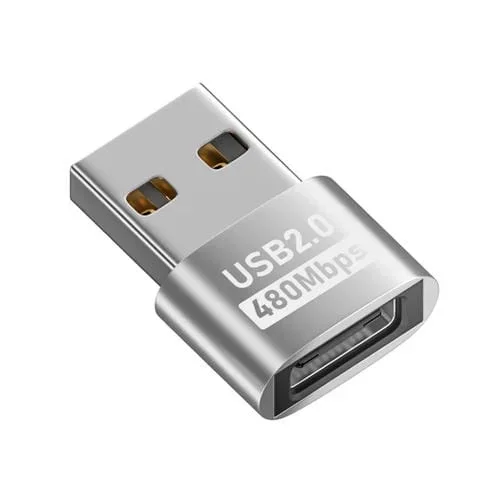 Adaptador USB 2.0 Macho a Hembra Macho (Plateado)