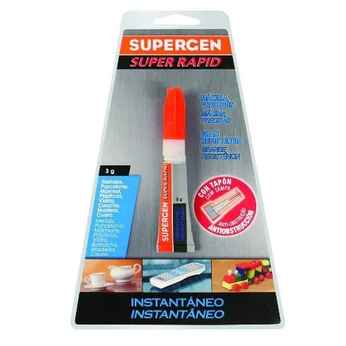 Adhesivo instantaneo superrapid transparente en tubo 3gr. supergen