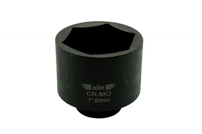 Adler Llave de impacto larga 1″ 80mm, herramienta profesional para montaje y mantenimiento mecánico, diseño reforzado, recubrimiento protector, materiales resistentes, color metálico.