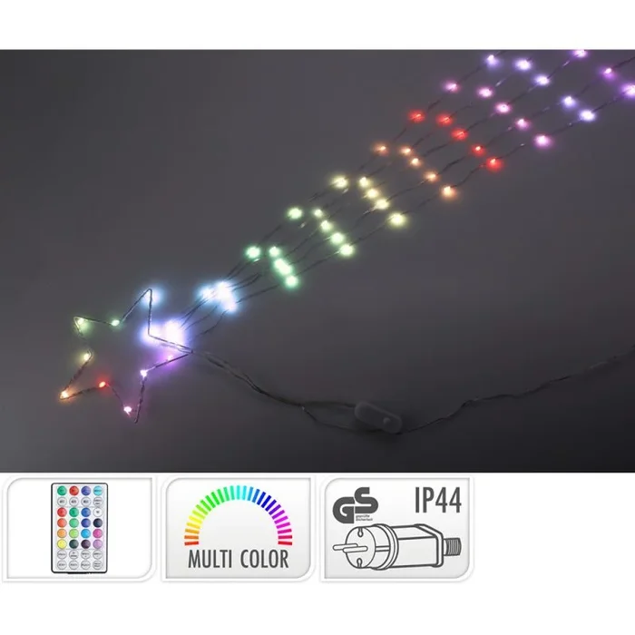 Adorno led estrella fugaz, rgb, 85 leds, 220v, mando a distancia. basics