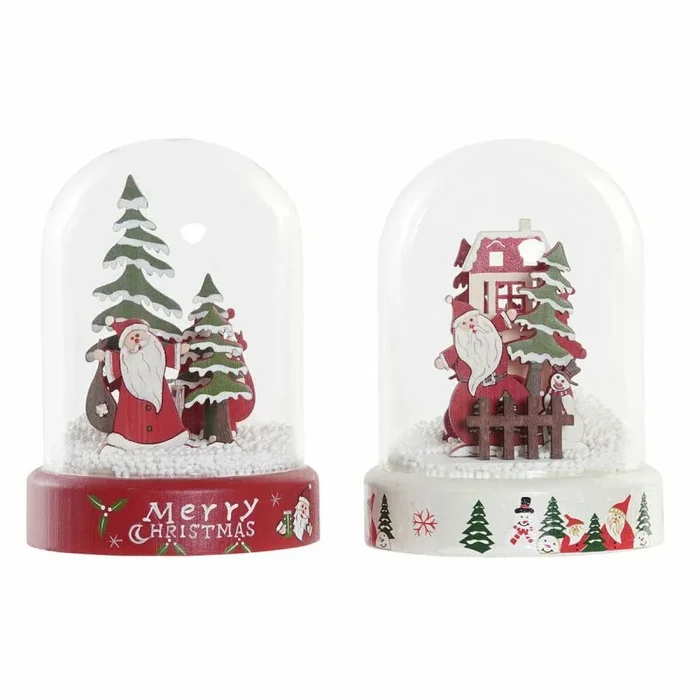 Adorno navideño dkd home decor resina cristal papá noel (2 pcs) (9 x 9 x 11 cm)