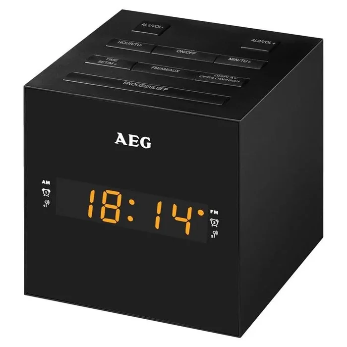 AEG MRC 4150 – Radio Despertador Digital con USB para Carga de móvil (Am/FM/USB/AUX-IN) Color Negro