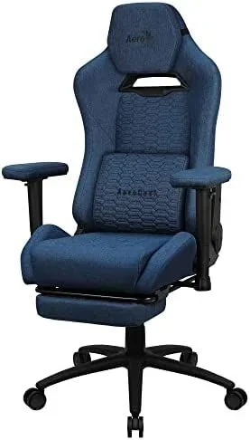 Aerocool ROYALCOBABL Silla Gaming Premium Ergonómica Reposapiernas Tecnología Aeroweave Azul