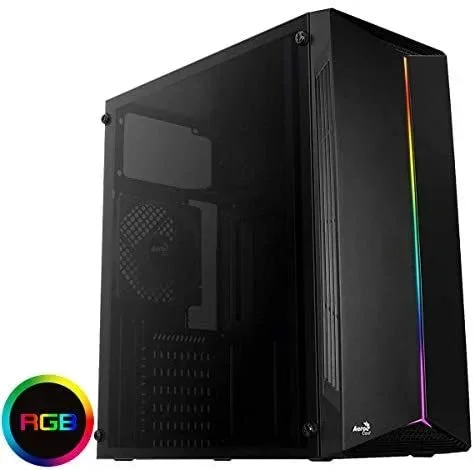 Aerocool SPLITABK, Caja PC Gaming, Semitorre ATX, LED RGB, Ventilador 12cm,Negro