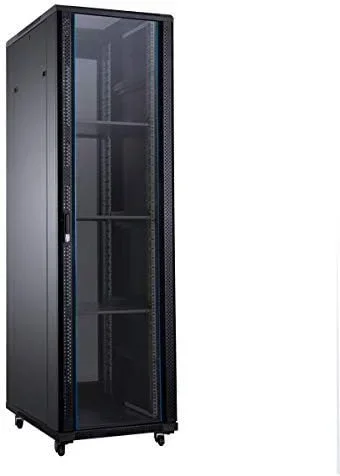 Aiten Data Armario Rack Suelo 19″ 22U 600 x 600 x 1175 mm Montado con Accesorios: 2 Bandejas Fijas, 4 Ventiladores 120 mm, 1 PDU con 8 Puertos de 1U, Patas, Ruedas y Llaves