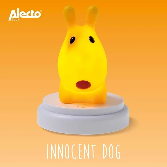 Alecto PERRO INOCENTE – Luz nocturna LED, perro, niños, fantasía, luz difusa, relajante, amarillo