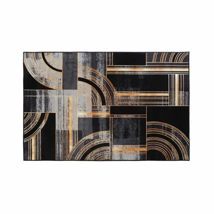 Alfombra dkd home decor negro dorado moderno geométrico (120 x 180 x 0,4 cm)