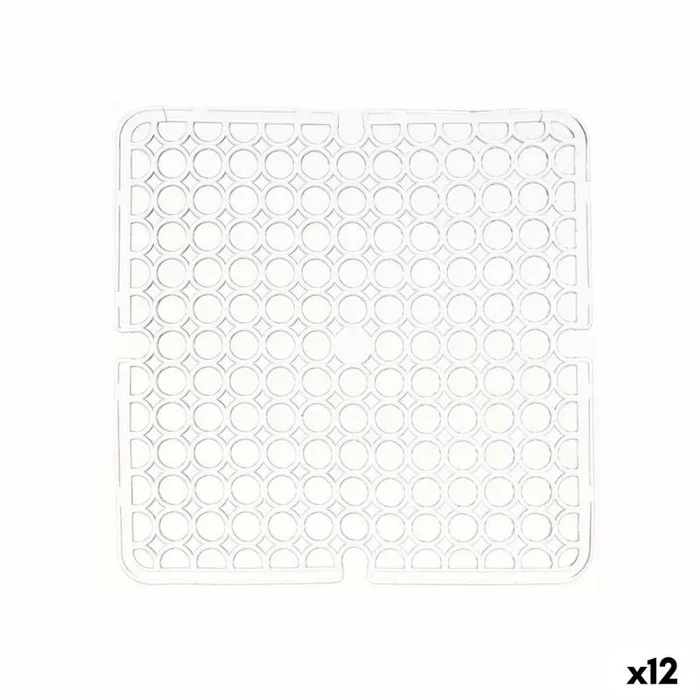 Alfombrilla antideslizante transparente plástico 28 x 0,1 x 28 cm fregadero (12 unidades)