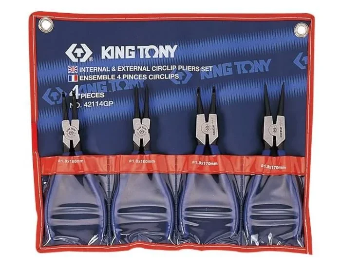 Alicates para anillos de retención kit 4 piezas King Tony, herramienta profesional para mantenimiento y reparación