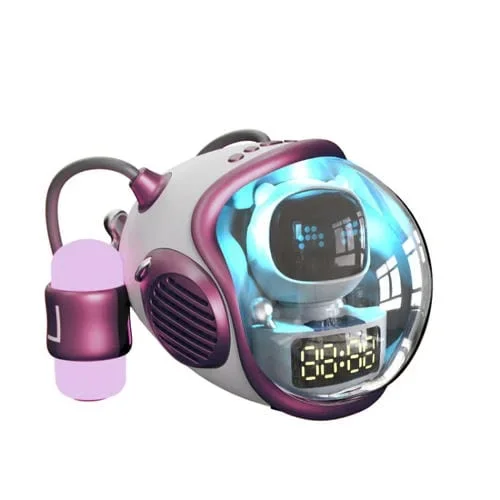 Altavoz Bluetooth Inalámbrico Space Sapsule con Reloj y Luz Ambiental (Rosa)