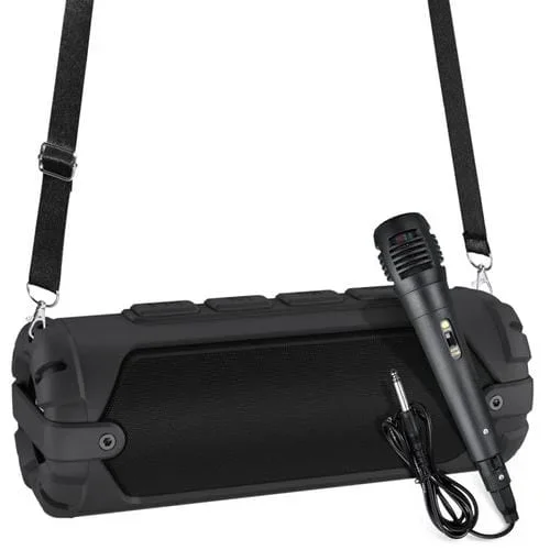 Altavoz Bluetooth Rixing Nr-6013M Karaoke Inalámbrico Al Aire Libre Con Micrófono Y Correa (Negro)