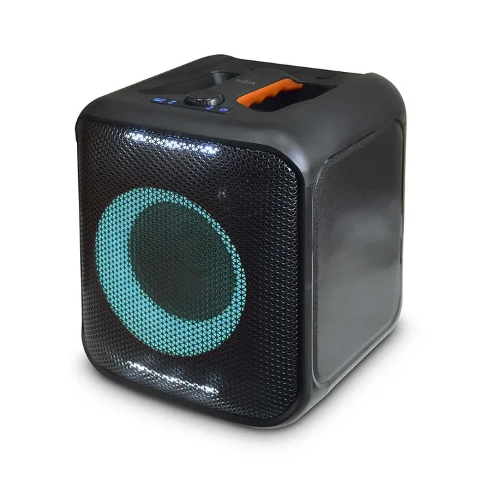 Altavoz de fiesta bluetooth® | máximo tiempo de batería: 5 horas | 150 w | asa de transporte | luces de fiesta | enlazable | ecualizador | naranja / negro