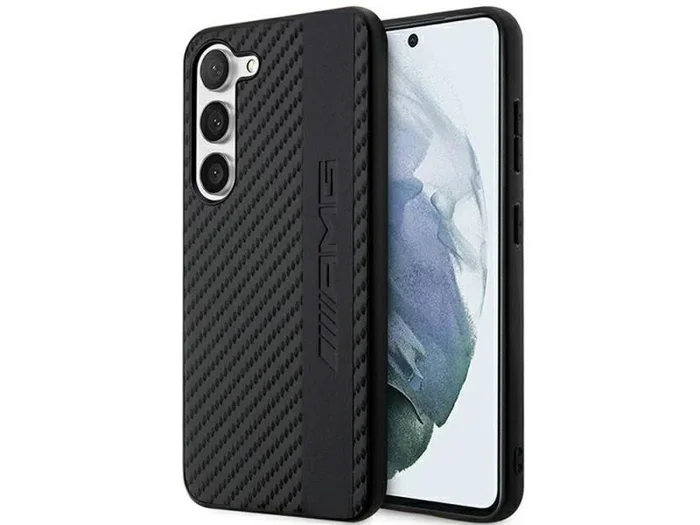 AMG AMHCS23MBLSCA S23+ S916 – Carcasa rígida de Carbono, diseño de Rayas y Bordadas, Color Negro