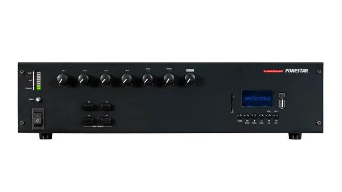 Amplificador Pa 600wrms 4zonas Bt/usb/sd/fm 3mic/line 1aux Fonestar Ma-600z