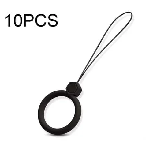 Anillo de Silicona Cordón para Teléfono Móvil y Botella de Agua Anticaída (Negro) 10 PCs