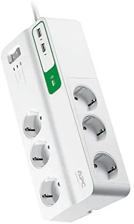 APC PM6U-GR limitador de tensión Blanco 6 salidas AC 230 V 2 m