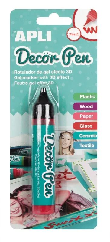APLI 15007 – Rotulador DECORPEN 3D, Color Rojo Pearl