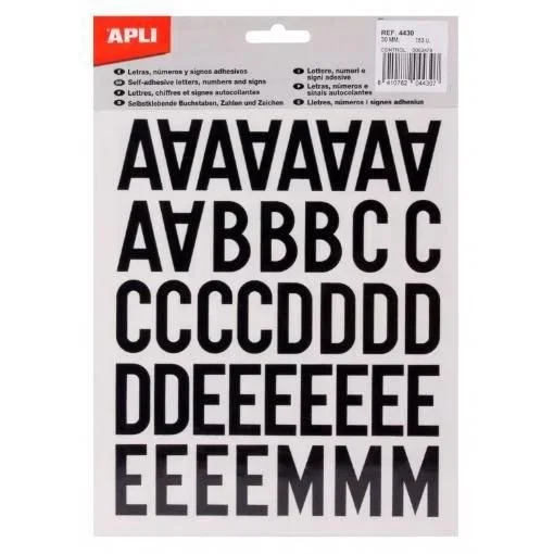 APLI 4430 – Pegatinas con números y símbolos, 30 mm, 4 hojas