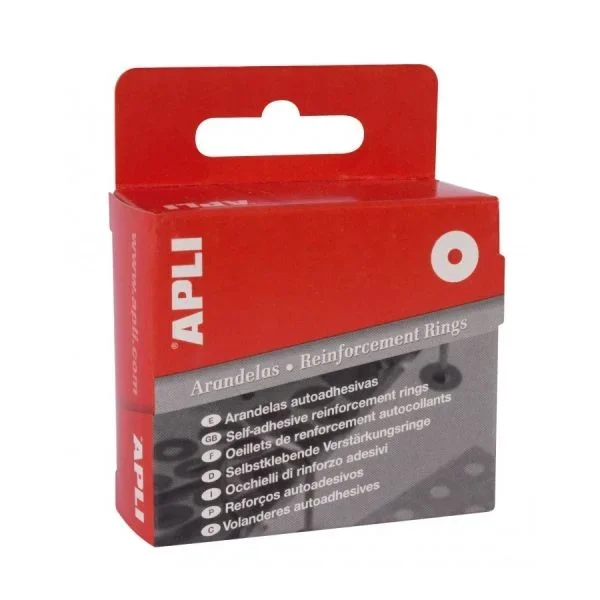 Apli caja 500 de arandelas de refuerzo ø13mm – ideal para escuela, oficina y hogar – alta resistencia a tirones y rozaduras – color transparente