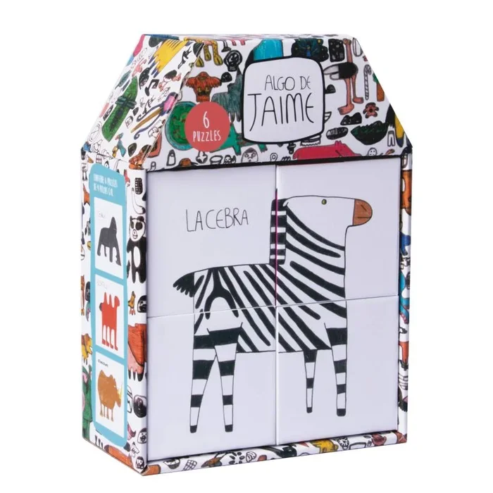 Apli rompecabezas infantil de 4 cubos – diseños de animales – medida 7x7cm – desarrollo de habilidades – ilustrado por jaime con autismo – colorido