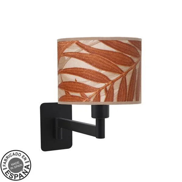 Aplique abatible moda 1xe14 negro/hoja caldera 26x17x28 cm