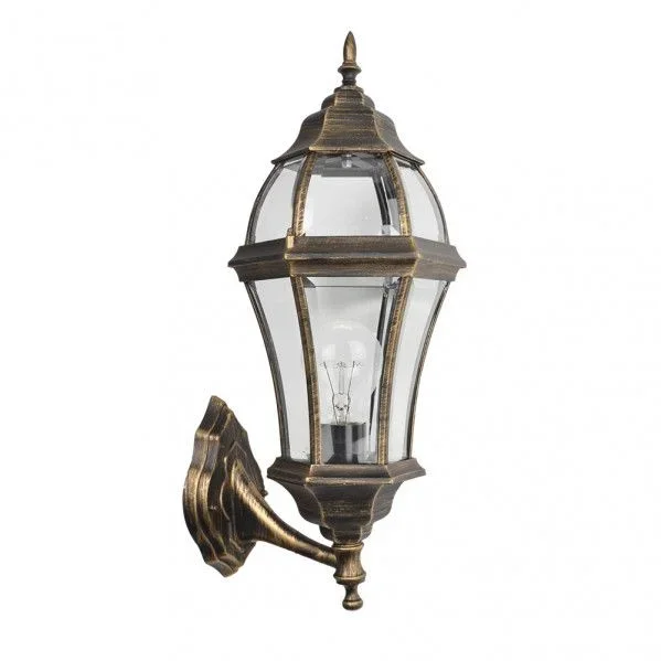 Aplique exterior aluminio becrux 1xe27 neg/oro ip44 59,5x25x26 cm