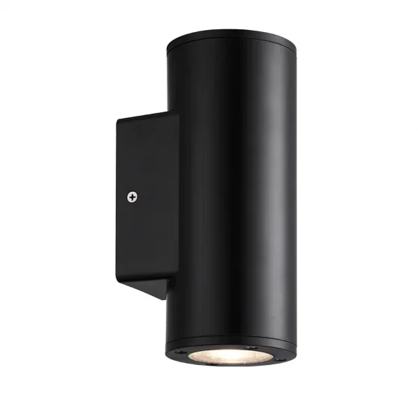 Aplique exterior yopol 2xgu10 negro cilindro policarbonato 18,6×7,6×9,9 cm ip54