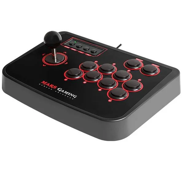 Arcade stick mra mars gaming joystick de alto rendimiento 8 botones de accion con switch h-mecanico y 6 botones adicionales