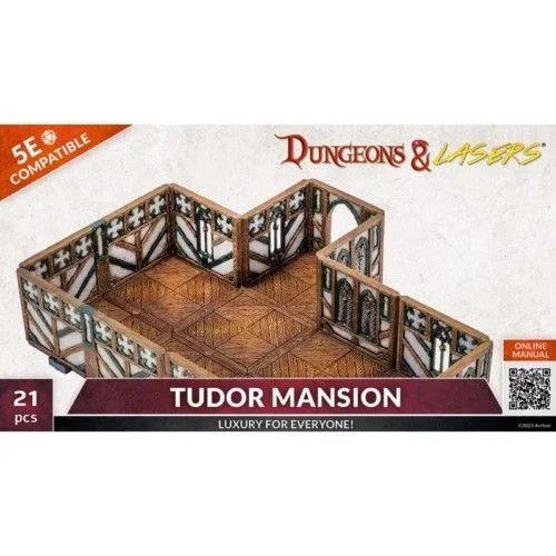 Archon Studio Dungeons & Lasers: Tudor Mansion Miniature Terrain Set – Sin Pintar Compatible con DND y Otros Juegos de rol de Mesa