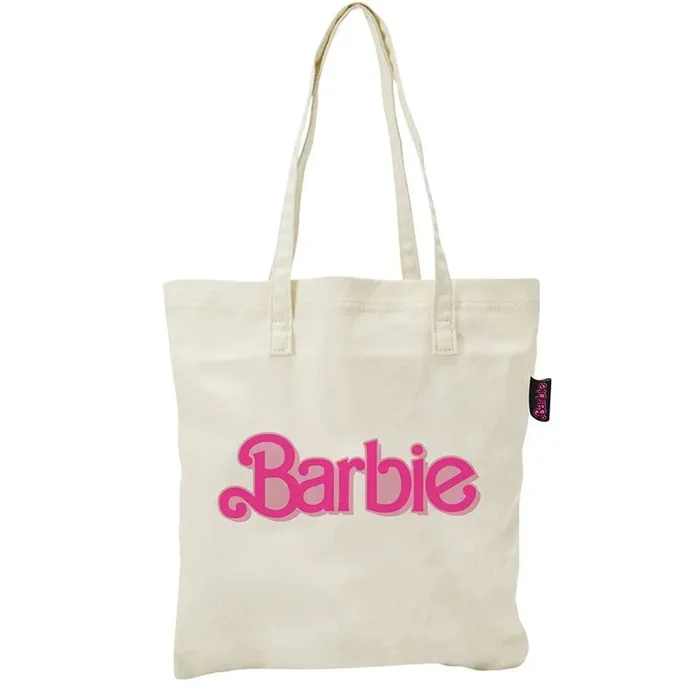 ARDITEX – Bolsa Tote de Algodón 37x41cm – Diseño Barbie Logo Rosa Vintage – Ecológica y Reutilizable – Licencia Oficial Barbie